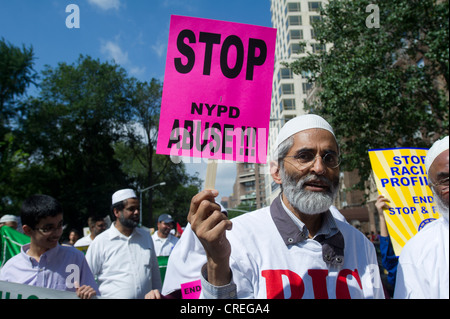 Thousands of demonstrators march down Fifth Avenue in New York for a silent march protesting the NYPD policy of stop and frisk Stock Photo