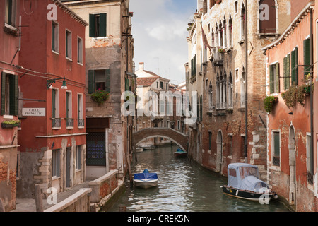 Side canal in the Sestiere Castello quarter, Venice, Veneto, Italy, Southern Europe Stock Photo