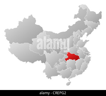 Political map of China with the several provinces where Hubei is highlighted. Stock Photo