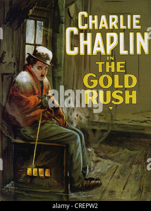 THE GOLD RUSH Poster for 1925 United Artists film with Charlie Chaplin Stock Photo