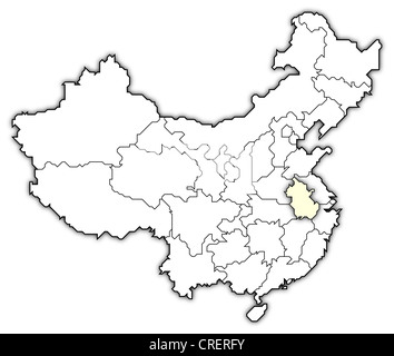 Political map of China with the several provinces where Anhui is highlighted. Stock Photo