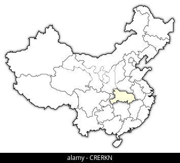 Political map of China with the several provinces where Hubei is highlighted. Stock Photo