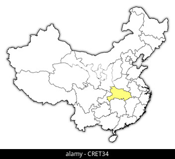 Political map of China with the several provinces where Hubei is highlighted. Stock Photo