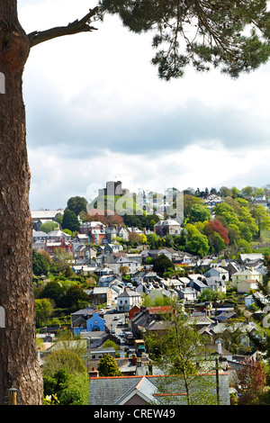 view of Launceston from St Stephens,Cornwall, UK Stock Photo