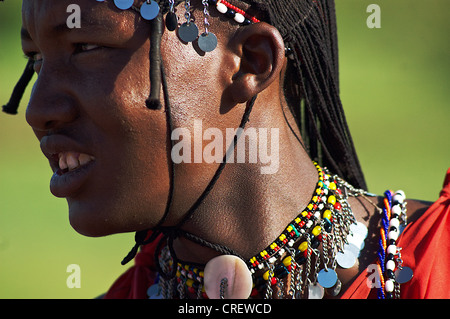 Portrait of a young Kenyan man at the wedding, Masai Mara, Kenya. Stock Photo