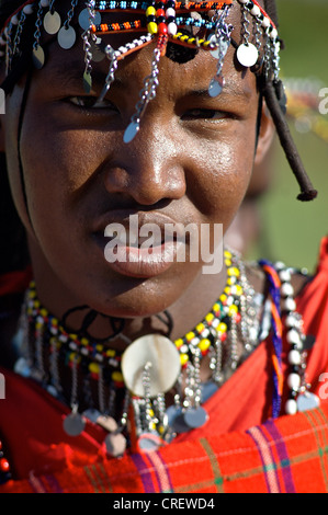 Portrait of a young boy at the wedding. Masai Mara, Kenya Stock Photo