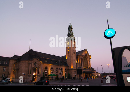 Luxembourg Main Station at night, Luxembourg, Luxembourg Stock Photo