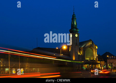 Luxembourg Main Station at night, Luxembourg Stock Photo