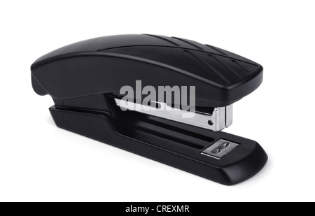 Black office stapler isolated on white Stock Photo