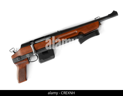 Shotgun with folding stock isolated on white Stock Photo