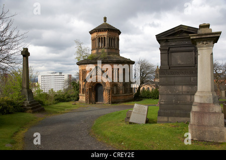 monuments and monteath mausoleum on the summit of glasgow necropolis victorian cemetery scotland uk Stock Photo