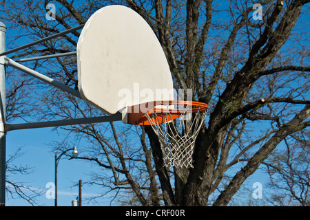 Basketball hoop and net on white backboard Stock Photo