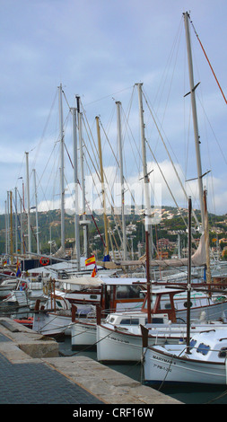 harbor with sailboats, Spain, Majorca, Port Andratx Stock Photo