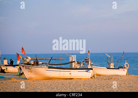 fishing boats on the beach, Portugal, Algarve Stock Photo