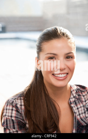 Close up of womans smiling face Stock Photo