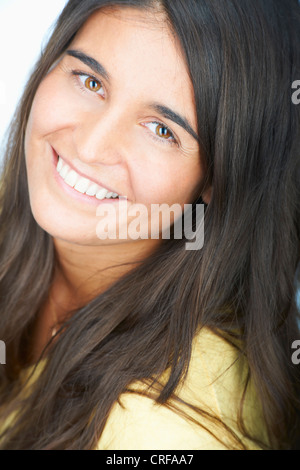 Close up of womans smiling face Stock Photo