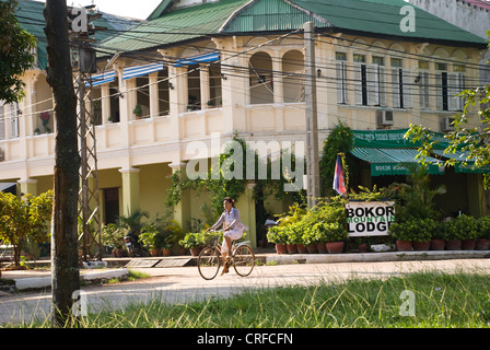 colonial architecture river road, Kampot, Cambodia Stock Photo