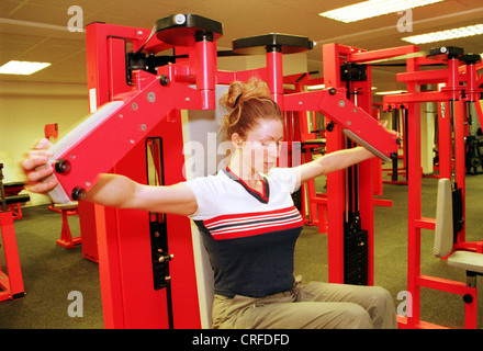 Berlin, Germany, young woman trained in the gym-FIT Stock Photo