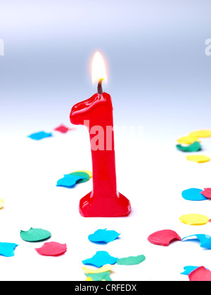 Birthday-anniversary candles showing Nr. 1 Stock Photo