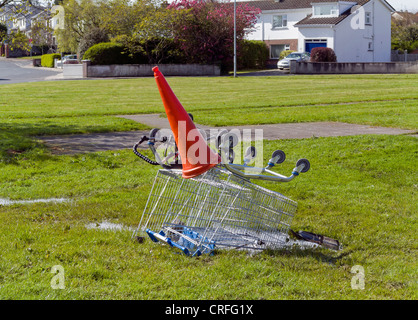 Stolen abandoned shopping trolley Stock Photo