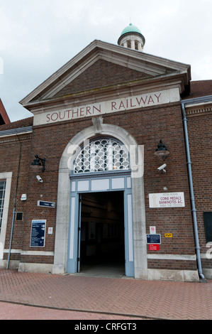 The entrance to Bromley North railway station in South London. Stock Photo