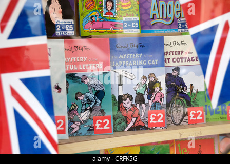 Shop window display of British children's books by Enid Blyton Stock Photo