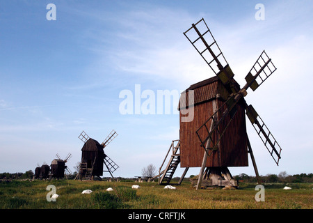 windmills near Lerkaka, Sweden, Oeland Stock Photo