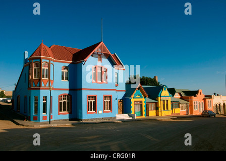 colourful houses in the street Bergstrasse, Namibia, Luederitz Stock Photo
