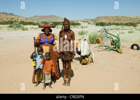 Herero and Himba in the Damara Land, Namibia Stock Photo