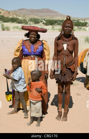 Herero and Himba in the Damara Land, Namibia Stock Photo