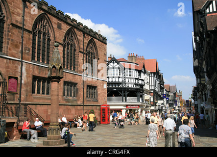 Eastgate Street from The High Cross Chester Cheshire England UK Stock Photo