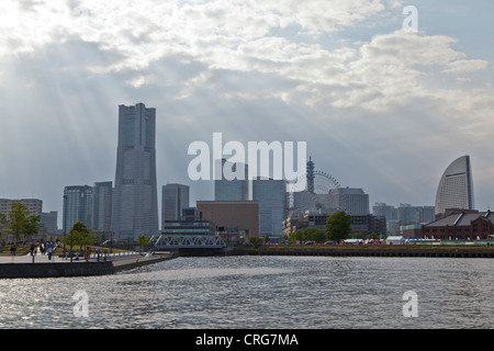 Daytime view of Minato Mirai 21, Yokohama, Japan on a cloudy day Stock Photo