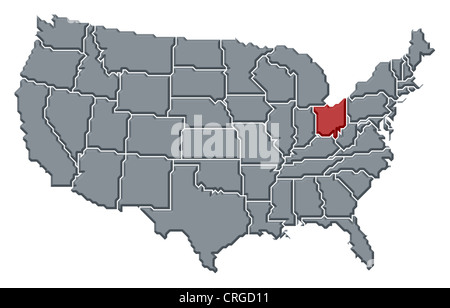 Ohio, OH, political map. State in East North Central region of ...