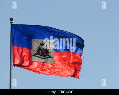 Haitian flag, Haiti, Province de l'Ouest, Port-Au-Prince Stock Photo