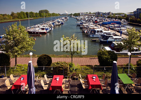 Marina yacht harbour in Bergkamen Ruenthe, Germany, North Rhine-Westphalia, Ruhr Area, Bergkamen Stock Photo