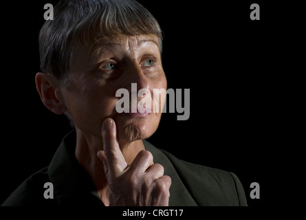 portrait of a thoughtfully elder woman Stock Photo