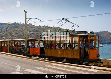 old tram from Soller to Port Soller, Balearen, Majorca, Port De Soller, Port Soller Stock Photo