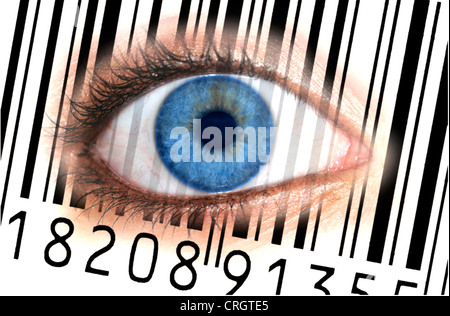 bar code framing a human eye Stock Photo - Alamy