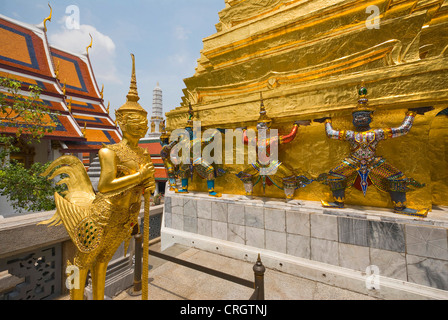 golden temple guard at Wat Phra Kaeo, Thailand, Bangkok Stock Photo