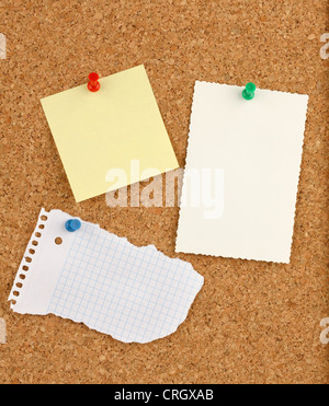 pinboard with chits of paper Stock Photo