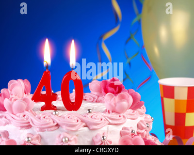 birthday cake with candles number 40 isolated on white background Stock ...