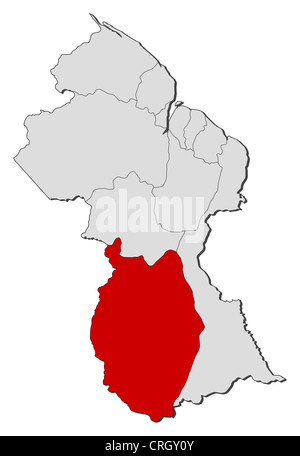 Political Map Of Guyana With The Several Regions Where Upper Demerara Crgy0y 