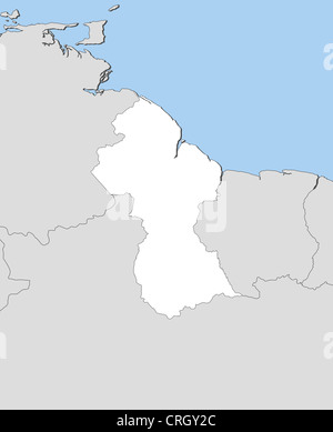 Political map of Guyana with the several regions. Stock Photo