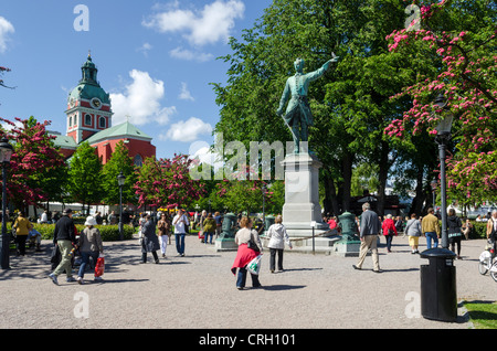 Stockholm, Sweden: Kungstradgarden or King's Garden, an urban park with statue of Karl XII Stock Photo