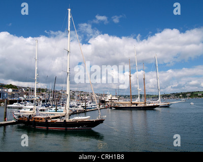 Large yachts in Falmouth Marina, Cornwall, UK Stock Photo