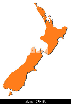 Political map of New Zealand with the several regions. Stock Photo