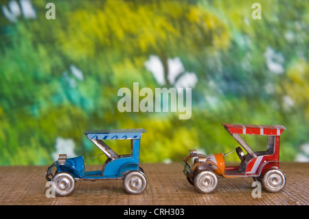 Tin toy vehicle made from drink cans, Craft Shop, Antananarivo, Madagascar Stock Photo