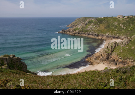 Turquoise sea at Porthcurno, near Land's End, Cornwall Stock Photo