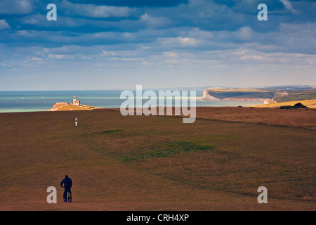 The original Beachy Head lighthouse (1834) now a B&B at Belle Tout on the South Downs Way footpath, East Sussex, England UK Stock Photo