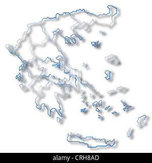 Political map of Greece with the several states. Stock Photo